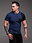 Модна чоловіча футболка двоколірна якісна приталена легка бавовна, синя, розмір S, M, L, XL, фото 4