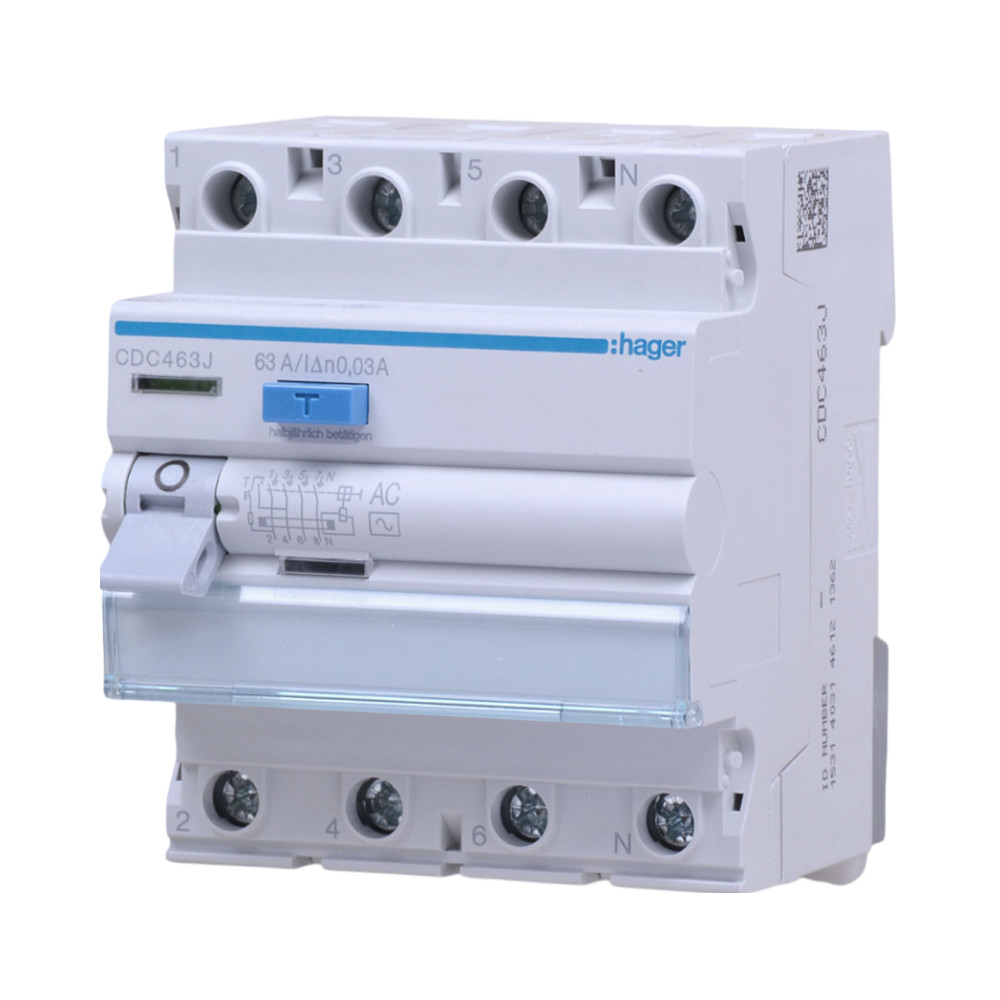 Дифреле (ПЗВ) Hager Тип AC 4P 30mA 63A CDC463J