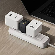 Компактний блок живлення для зарядки телефона Type-C+USB 20W BASEUS Palm Fast Charger (чорний), фото 9