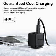 Компактний блок живлення для зарядки телефона Type-C+USB 20W BASEUS Palm Fast Charger (чорний), фото 5