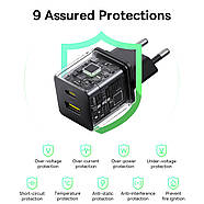 Компактний блок живлення для зарядки телефона Type-C+USB 20W BASEUS Palm Fast Charger (чорний), фото 8
