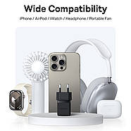 Компактний блок живлення для зарядки телефона Type-C+USB 20W BASEUS Palm Fast Charger (чорний), фото 7