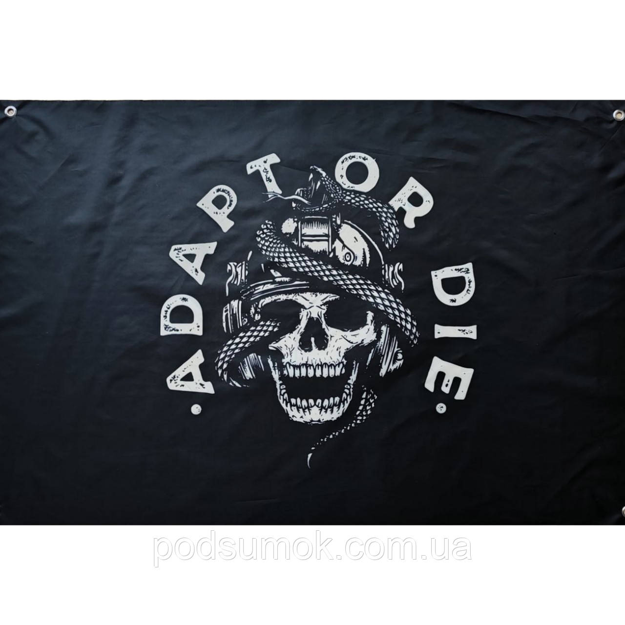 Банер прапор військовий ADAPT OR DIE 70х100 см настінний односторонній з люверсами, фото 1