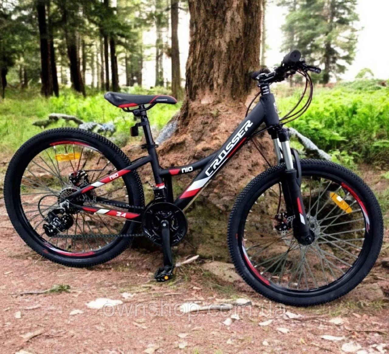 Велосипед гірський алюмінієвий Crosser Nio Stels 26" рама 14", чорно-червоний