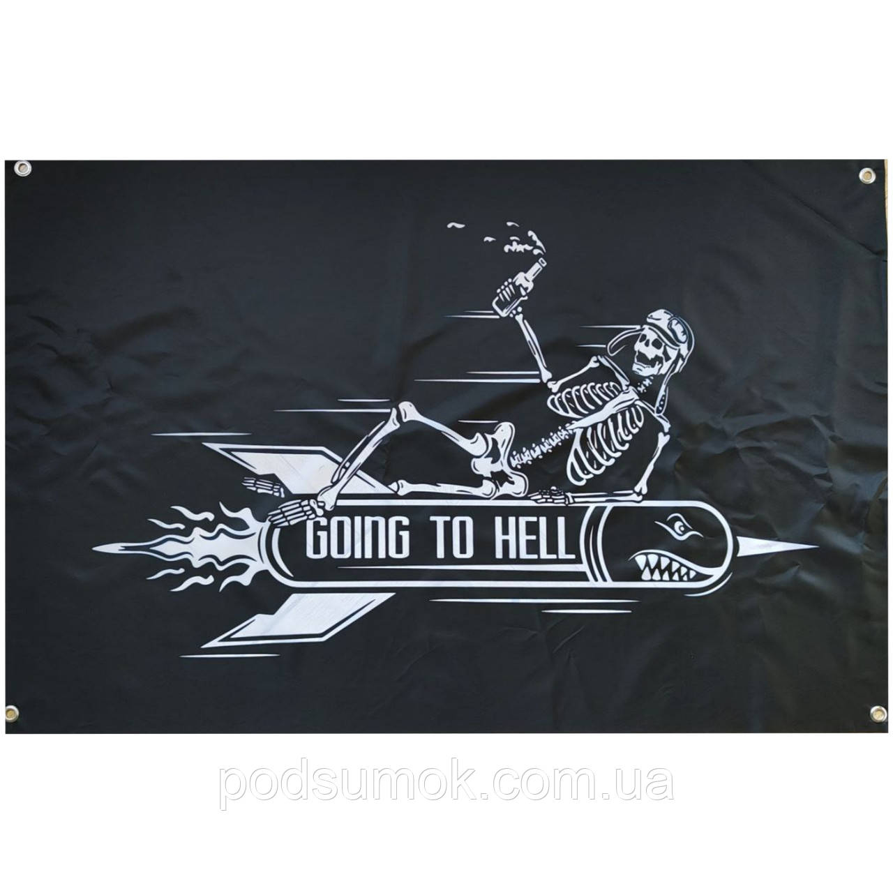 Банер прапор військовий GOING TO HELL 70х100 см настінний односторонній з люверсами, фото 1