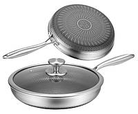 Сковорода з кришкою Edenberg 28*5.5 см із нержавіючої сталі з антипригарним покриттям (EB-13060)