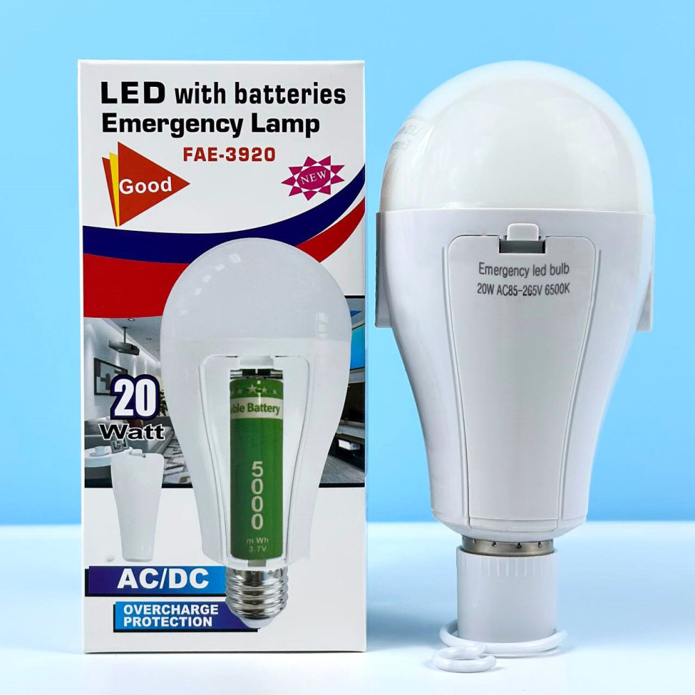 LED лампа кемпінг-лампа на батарейках FAT-3920 |20W, 6800–7300K, 180°| Білий 51077