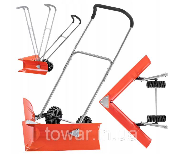 СНІГОПРИБІРАЛЬНА ЛОПАТА KADAX СКРЕБОК СНІГОПРИБІРАЧ НА КОЛІСАХ МІЦНЯ 77 см 7338, фото 1