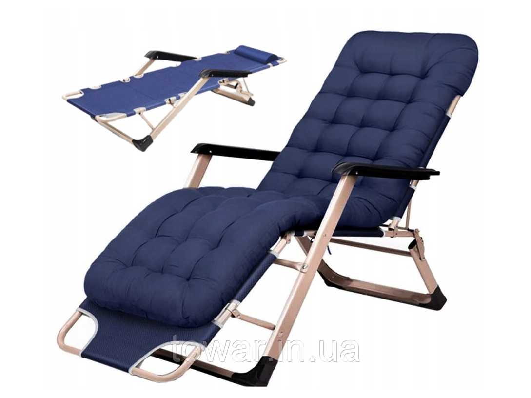 Шезлонг садовий крісло Domidekor  з подушкою 7805