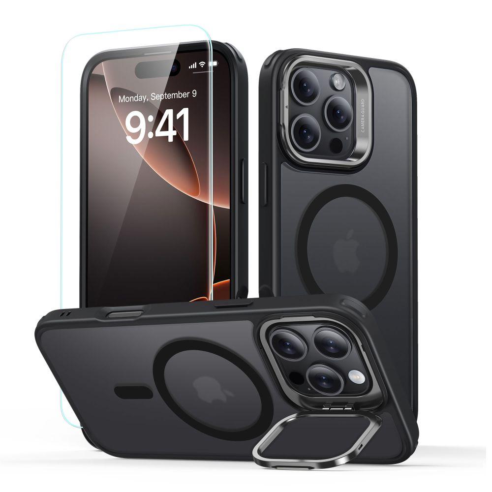Чохол і скло ESR для iPhone 16 Pro -  Classic Kickstand Halolock (MagSafe), Frosted Black (4894240243800)
