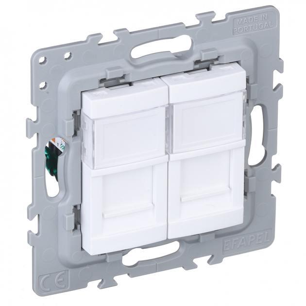 Розетка комп’ютерна подвійна EFAPEL LATINA 2 MOD RJ45, cat.5e, білий матовий