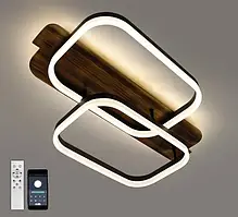 Світлодіодна люстра WOODY 95W-2SQ-APP 650x420x135-BLACK/WOOD