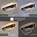 Світлодіодна люстра WOODY 95W-2SQ-APP 650x420x135-BLACK/WOOD, фото 5