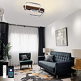 Світлодіодна люстра WOODY 95W-2SQ-APP 650x420x135-BLACK/WOOD, фото 7