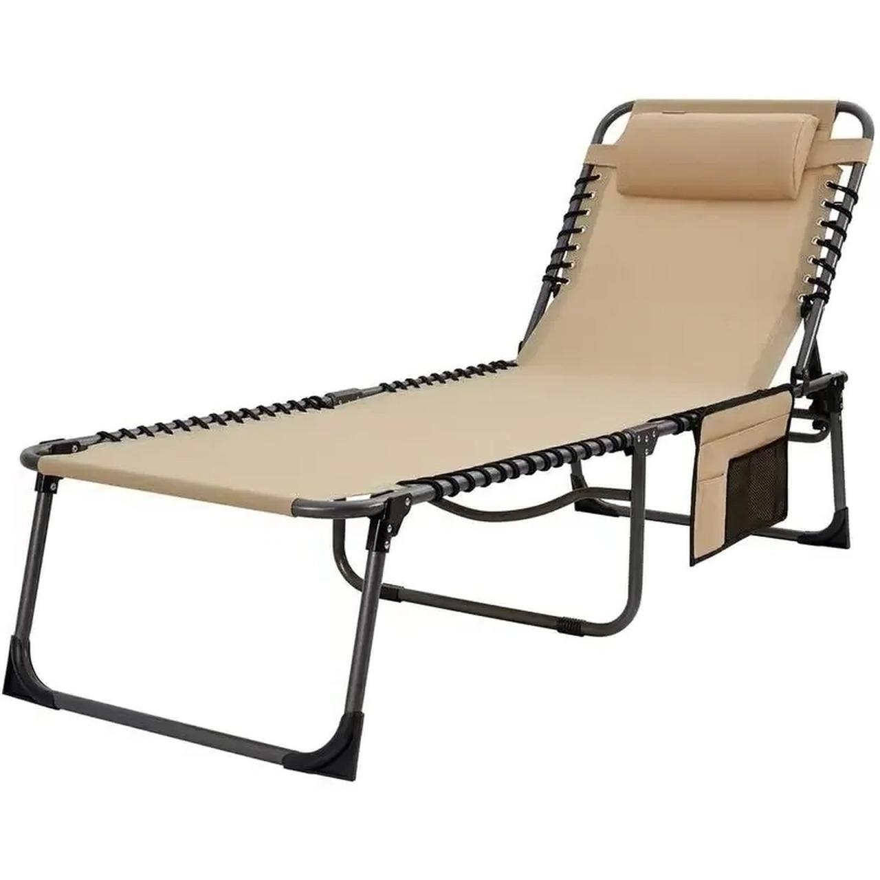 Складаний шезлонг для саду та пляжу 190 x 58 x 30 cm Garden Line LEZ6902 Бежевий