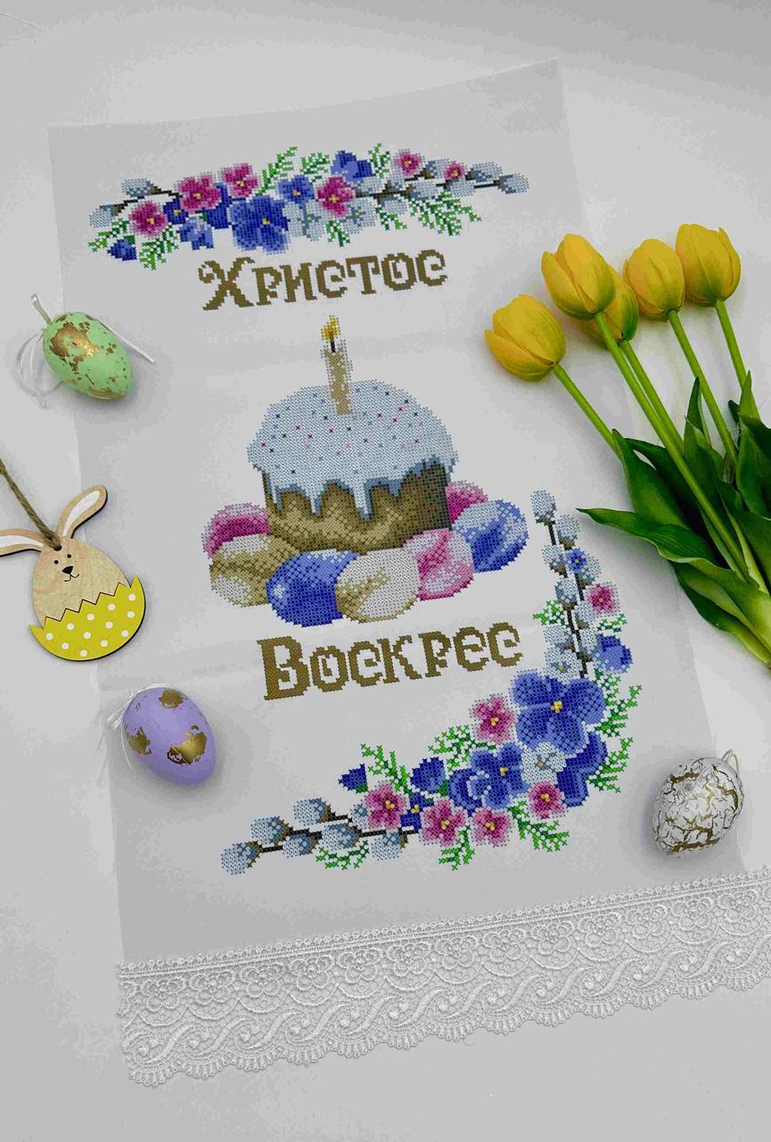 Схема для вишивання бісером Великодній рушник 34х54 см. Габардин, фото 1