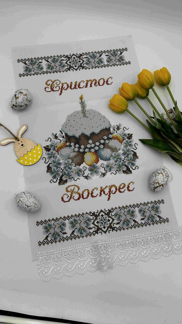 Схема для вишивання бісером Великодній рушник 34х54 см. Габардин, фото 1
