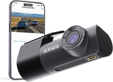 KAWA Dash Cam Front 1296P, мінівідеореєстратор для автомобілів із застосунком, голосовим керуванням, WiFi-ві, фото 1