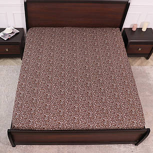 Захисне натяжне міцне простирадло гумка односпальне з бязі (90*200*25) бавовняне , коричневий вензель №663010brown, фото 1