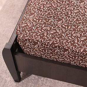 Захисне натяжне міцне простирадло гумка односпальне з бязі (90*200*25) бавовняне , коричневий вензель №663010brown, фото 3