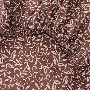 Захисне натяжне міцне простирадло гумка односпальне з бязі (90*200*25) бавовняне , коричневий вензель №663010brown, фото 2