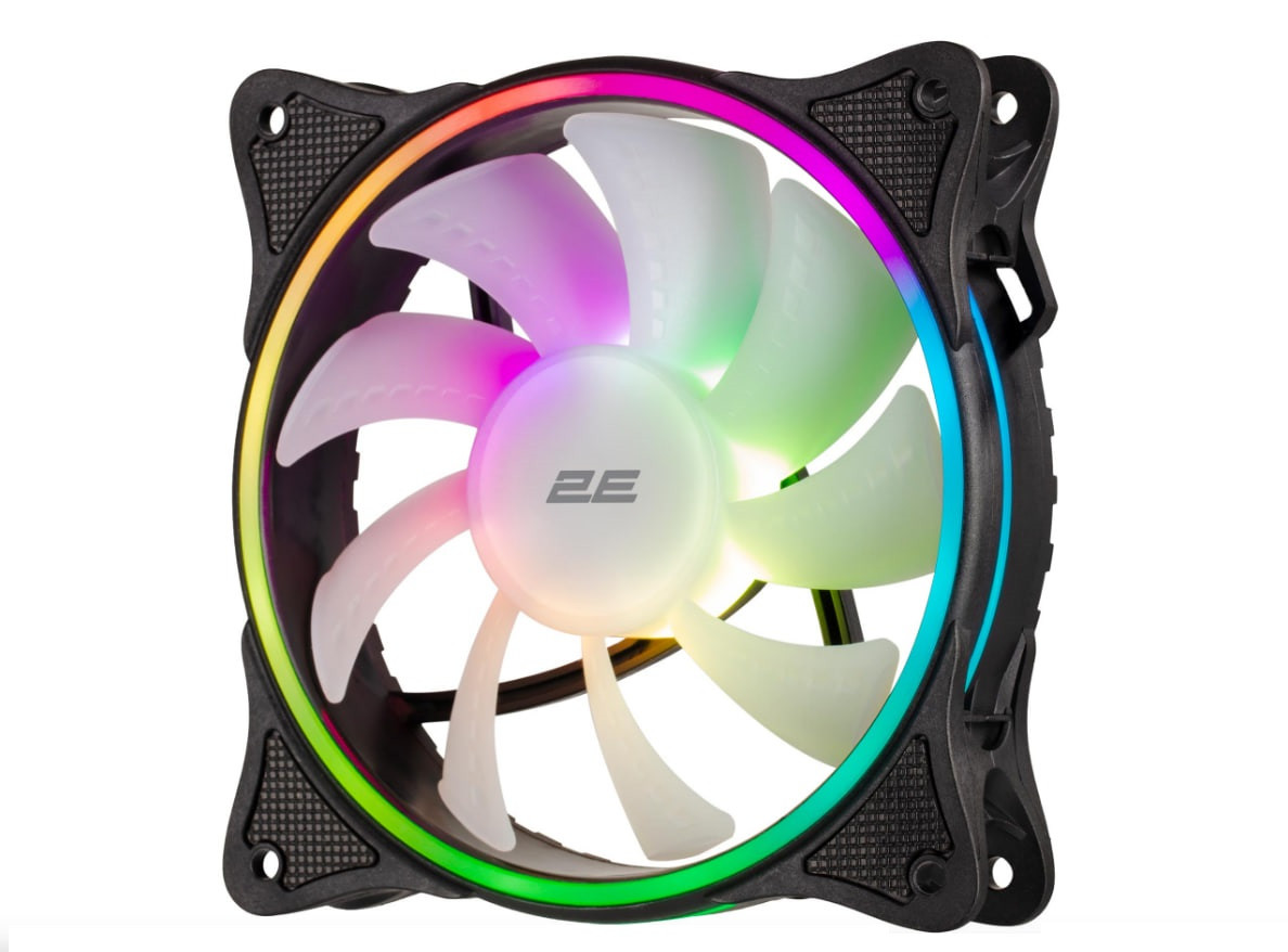 Корпусний вентилятор для ПК 2E GAMING F120OI-ARGB, 120 мм, 1200 rpm, 3 pin, чорний