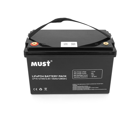Акумулятор Must LiFePO4 LP15-12100 12,8В 100Аг 1,28кВт літій залізо фосфатний АКБ 339x185x218 12кг