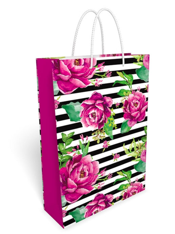 Пакет для подарунка великий вертикальний "Квіти" 25х35 см