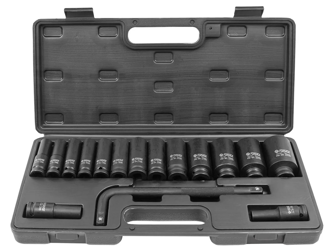 Набір глибоких ударних головок з   воротком 1/2''15+1ін.(6-гр: 10-32, 36- 12гр ) Forsage F-4166A-5MPB, фото 1