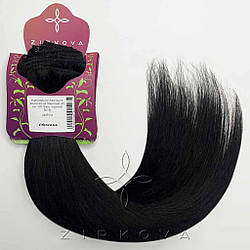 Натуральне Азіатське Волосся на Заколках 40 см 120 грам, Чорний №1B