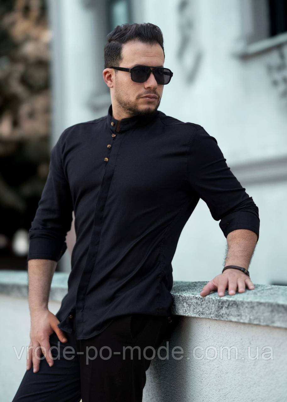 Стильна ошатна сорочка брендова чорна с довгим рукавом, під джинси, виробництво Туреччина, великий асортимент, фото 1