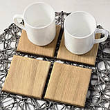 Підставка під чашку бокал з натурального дерева акація, квадрат, фото 6