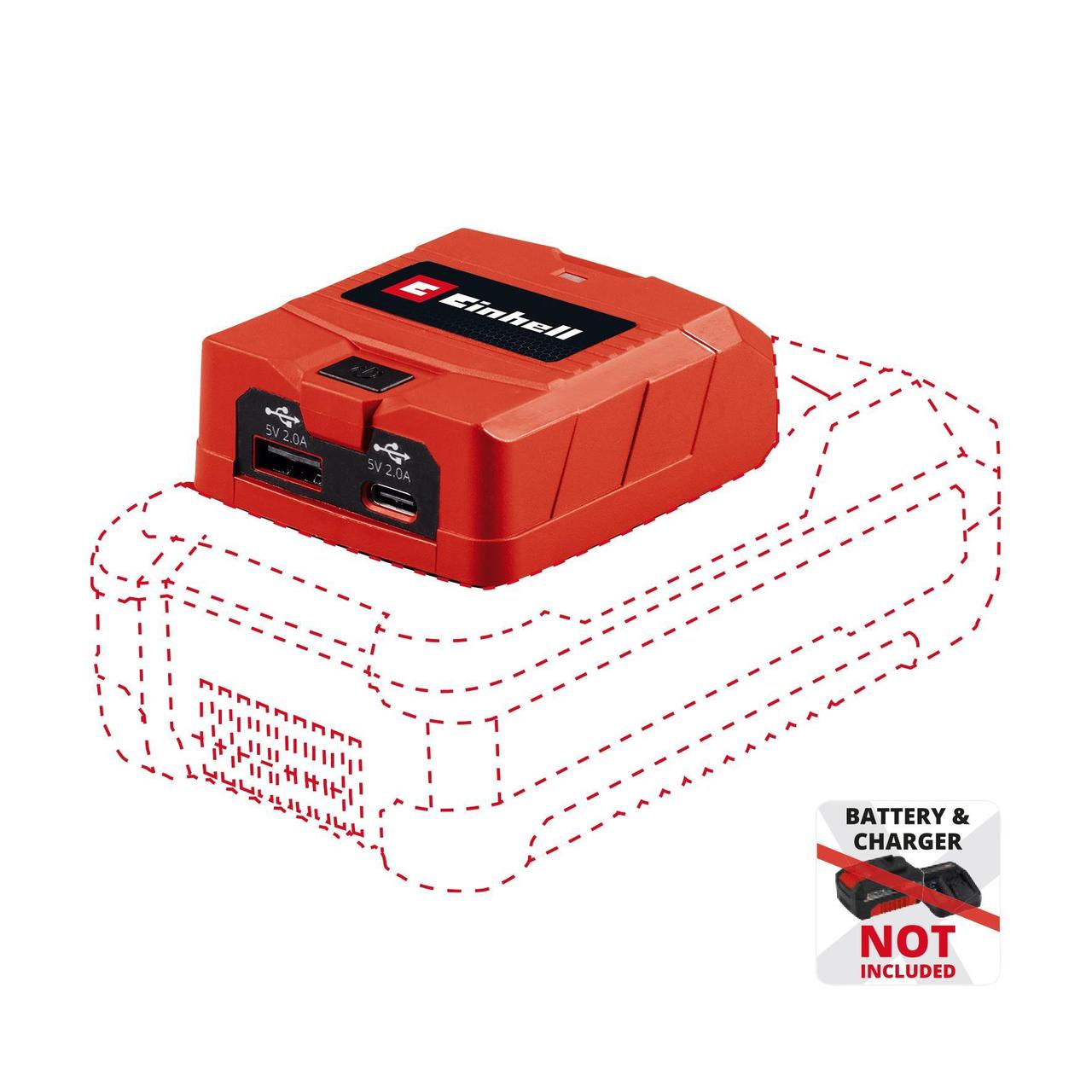 Зарядний пристрій USB акумуляторний Einhell TC-CP 18 Li USB A/C - Solo (4514148)