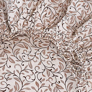 Захисне натяжне міцне простирадло гумка односпальне з бязі (90*200*25) бавовняне , бежевий вензель №663010, фото 2