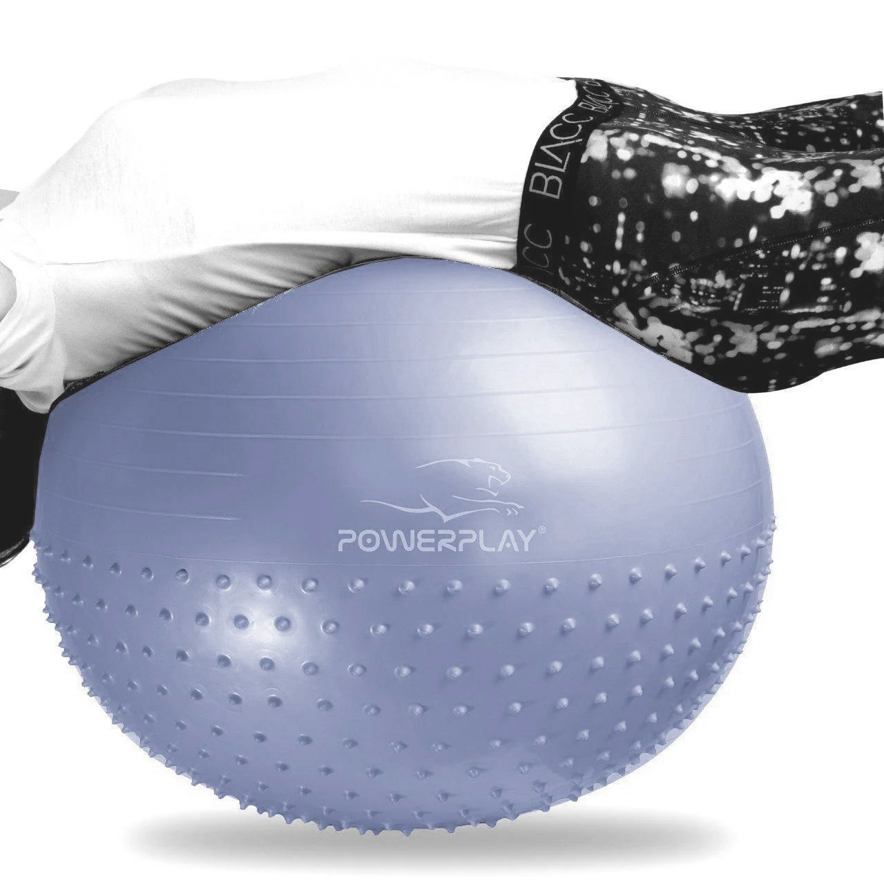 Розпродаж - М'яч для фітнесу (фітбол) напівмасажний PowerPlay 4003 Ø75 cm Gymball Sky Blue + помпа