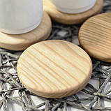 Підставка під чашку бокал з натурального дерева ясен, діаметр 10 см, фото 2