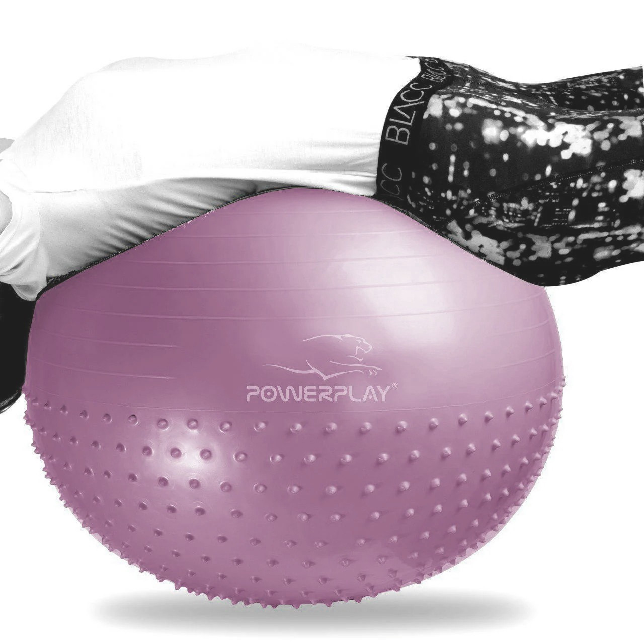 Розпродаж - М'яч для фітнесу (фітбол) напівмасажний PowerPlay 4003 Ø65 cm Gymball Ліловий + помпа