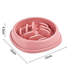 Миска для повільного харчування котів "Pet Style" 21*21*4,5 см Рожева