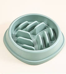 Миска для повільного харчування котів "Pet Style" 21*21*4,5 см Зелена