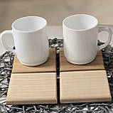 Підставка під чашку бокал з натурального дерева ясен, квадрат 10Х10 см, фото 2