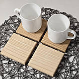 Підставка під чашку бокал з натурального дерева ясен, квадрат 10Х10 см, фото 6
