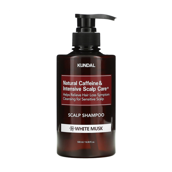 Шампунь проти випадіння волосся "Білий мускус" Kundal calp Care + Caffeine Shampoo White Musk