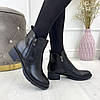 Черевики чорні жіночі шкіряні на невисокому каблуці, фото 3