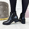 Черевики чорні жіночі шкіряні на невисокому каблуці, фото 4