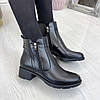 Черевики чорні жіночі шкіряні на невисокому каблуці, фото 6