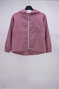 Дитяча вельветова сорочка на змійці з каптуром для дівчинки