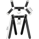 Чоловіча портупея з широкими ремінцями та кільцями, фото 4