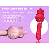 Двосторонній вібратор із язиком для клітора та точки G 24 режими вібратори Рожевий, фото 4