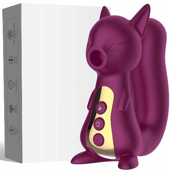 Вакуумний вібратор Білочка з підігрівом для клітора і точки G Бордовий, фото 1