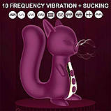 Вакуумний вібратор Білочка з підігрівом для клітора і точки G Бордовий, фото 3